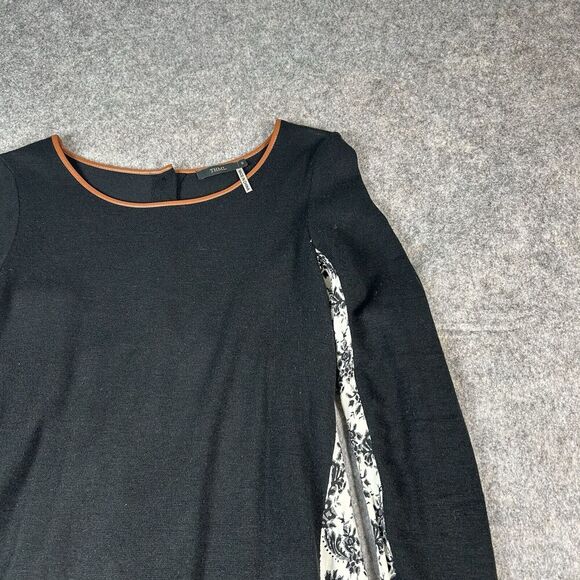THML Dress Womens Small Mixed Media Black Long Sleeve A Line Casual - Picture 2 of 8